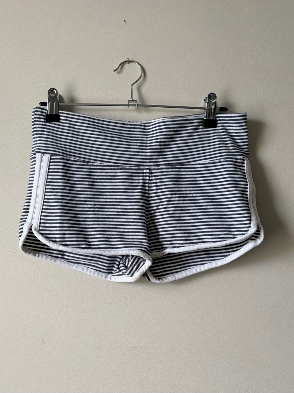 TNA Striped cotton Knit Women's Lounge Shorts - Navy and White